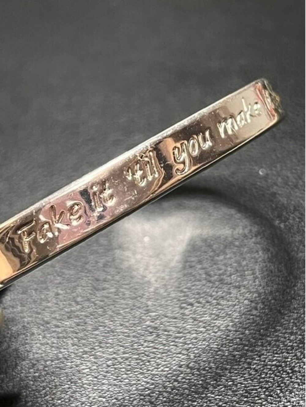 B5900 Mary Kay Cuff Bracelet "Fake it 'til you make it" Motto Star Accents 7.25"